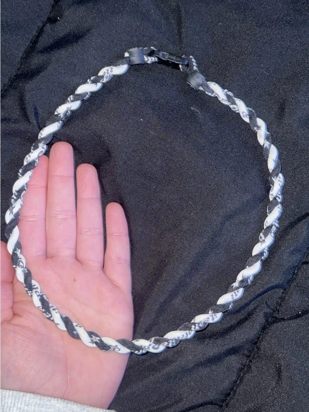 Black and White Braided Lanyard with Clip